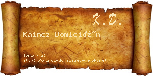 Kaincz Domicián névjegykártya